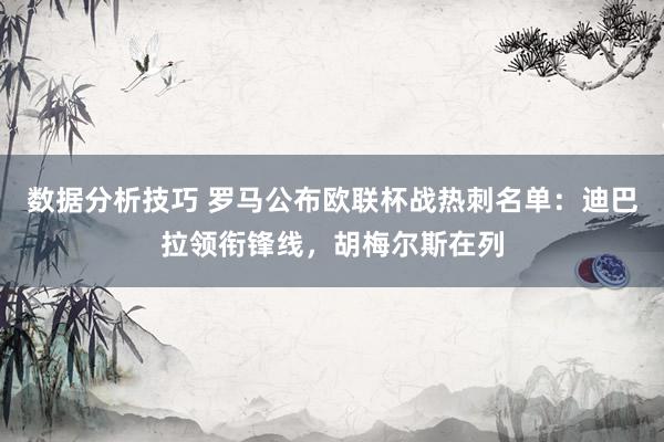 数据分析技巧 罗马公布欧联杯战热刺名单：迪巴拉领衔锋线，胡梅尔斯在列