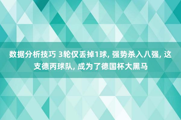 数据分析技巧 3轮仅丢掉1球, 强势杀入八强, 这支德丙球队, 成为了德国杯大黑马