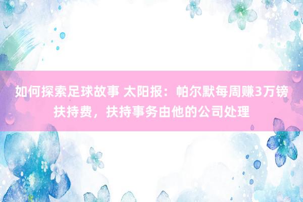 如何探索足球故事 太阳报：帕尔默每周赚3万镑扶持费，扶持事务由他的公司处理