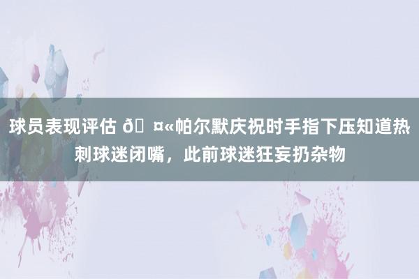 球员表现评估 🤫帕尔默庆祝时手指下压知道热刺球迷闭嘴，此前球迷狂妄扔杂物